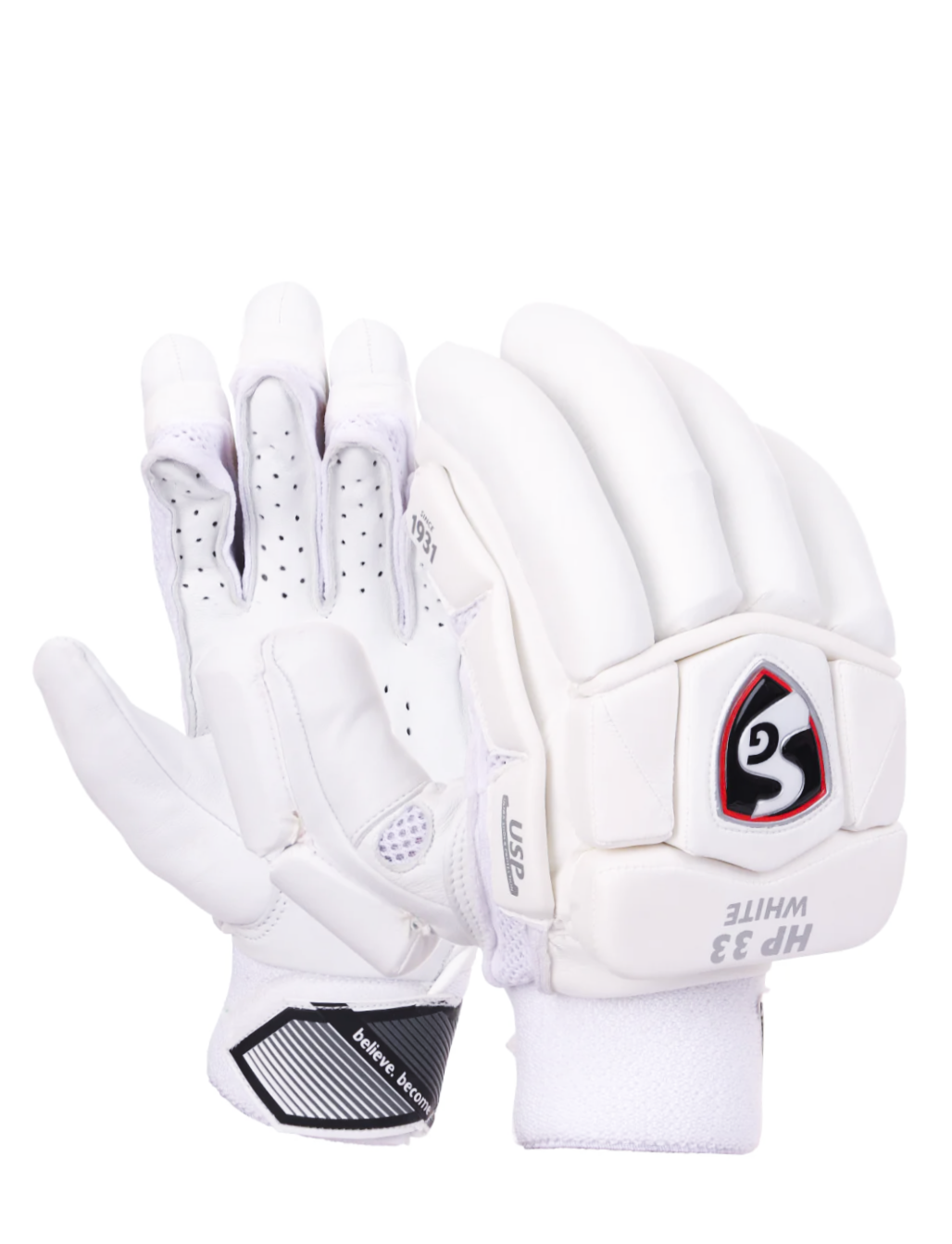 SH HP 33 WHITE BATTING GLOVES
